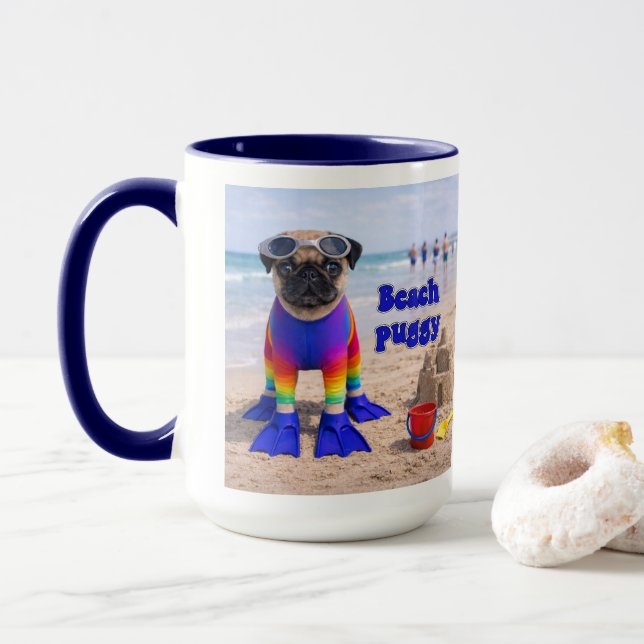 Beach Puggy Mug (With Donut)
