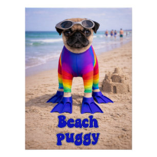 Beach Puggy Poster