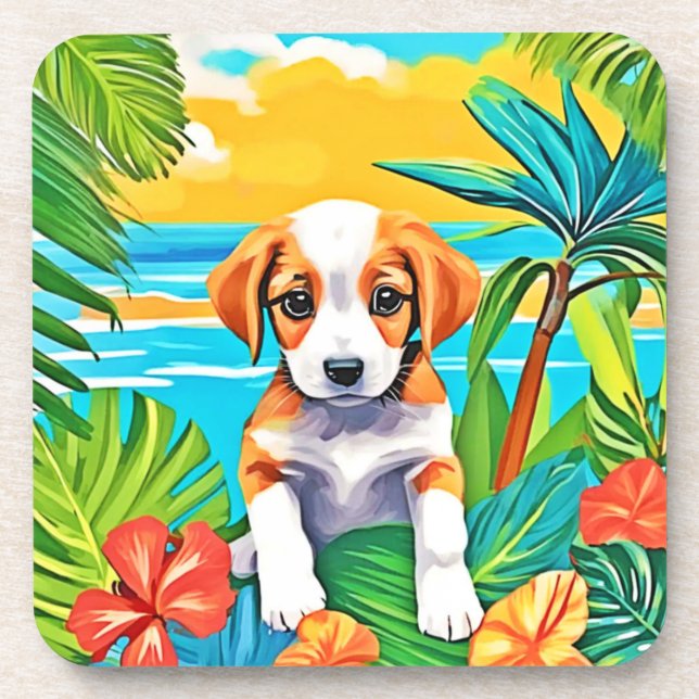 Beach Pup Paradise View Coaster (Front)