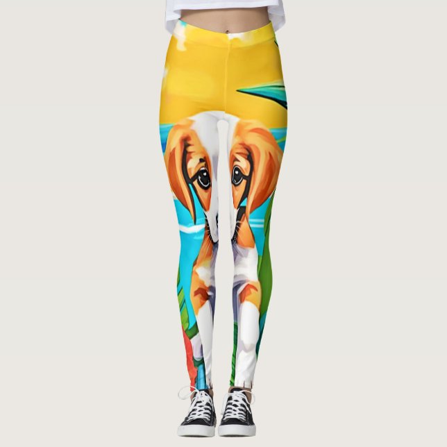 Beach Pup Paradise View Leggings (Front)