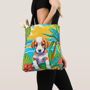 Beach Pup Paradise View Tote Bag