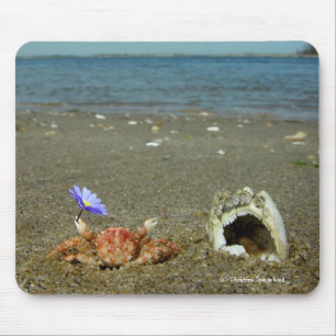Beach Purple Flower Crab Mousepad