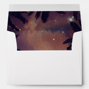 Beach Purple Sunset Palms Romantic Wedding Envelope