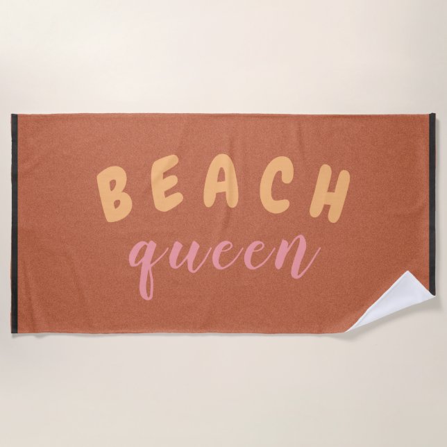 Beach Queen Custom Text Beach Towel (Front)