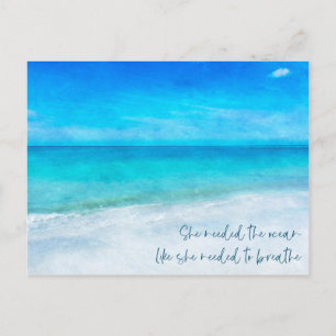 Beach Quote Florida Coastal Tropical Teal Blue Postcard
