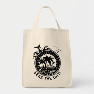 Beach Quote Seize the Day Pun or Personalised Text Tote Bag