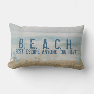 BEACH quote-tropical starfish on beach Lumbar Cushion