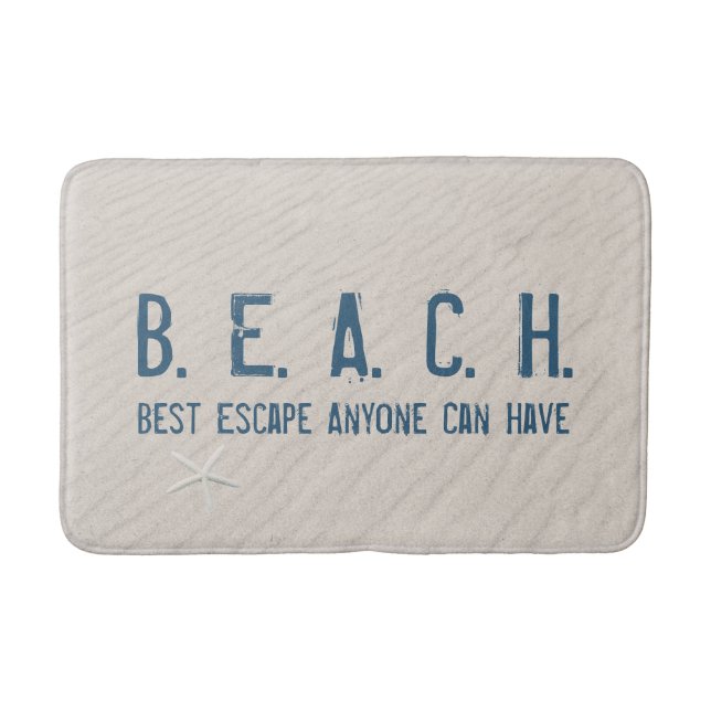 Beach Quote With White Starfish Bath Mat (Front)