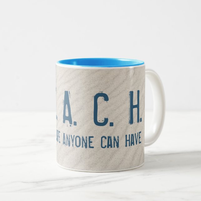 Beach Quote With White Starfish Two-Tone Coffee Mug (Front Right)