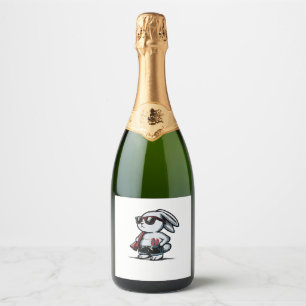 Beach Rabbit Bunny Beach-Goer Summer Sparkling Wine Label