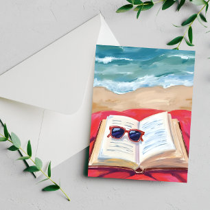Beach Read Ocean Waves Watercolor Painting Card