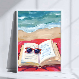Beach Read   Ocean Waves Watercolor Painting Poster