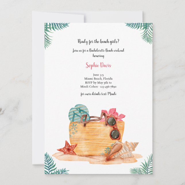 Beach Ready Bachelorette Party Invitation (Front)