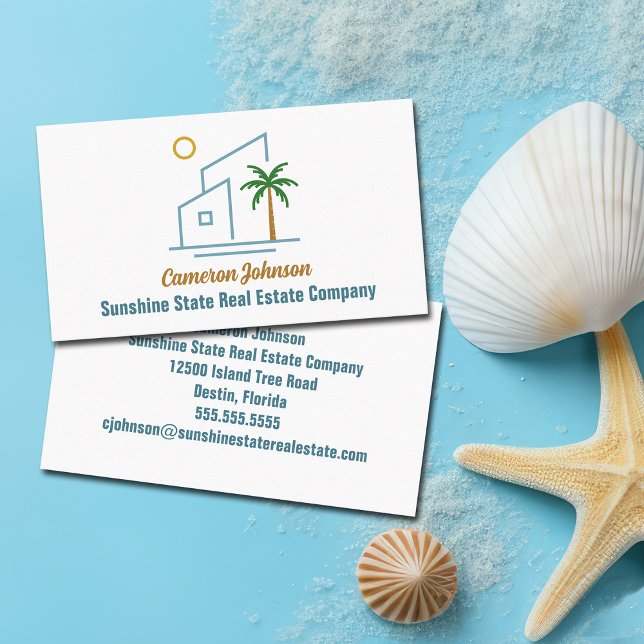 Beach Real Estate Company Coastal Realtor Business Card (Creator Uploaded)