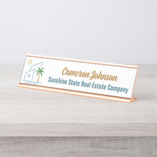Beach Real Estate Company Custom Coastal Realtor Desk Name Plate