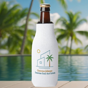 Beach Real Estate Company Cute Customisable Bottle Cooler