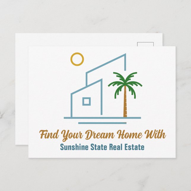Beach Real Estate Company Cute Customisable Postcard (Front/Back)