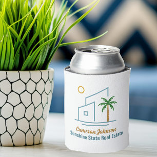 Beach Real Estate Company Cute Customizable Can Cooler