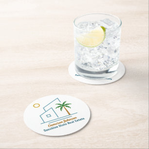 Beach Real Estate Company Cute Customizable Round Paper Coaster