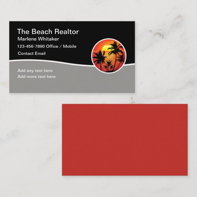 Beach Realtor Trendy Modern Business Cards (Front/Back)