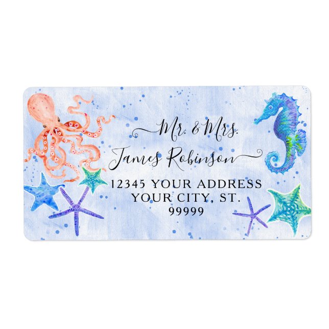 Beach Red Octopus Seahorse Starfish Baby Shower (Front)