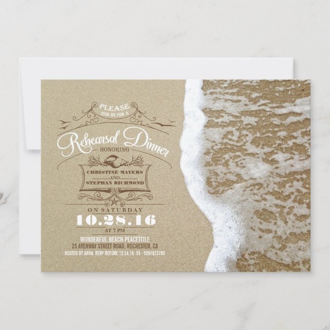 beach rehearsal dinner invitations (Front)