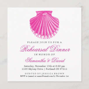 Beach Rehearsal Dinner Scallop Shell Pink Invitation