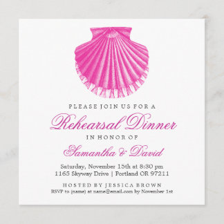 Beach Rehearsal Dinner Scallop Shell Pink Invitation