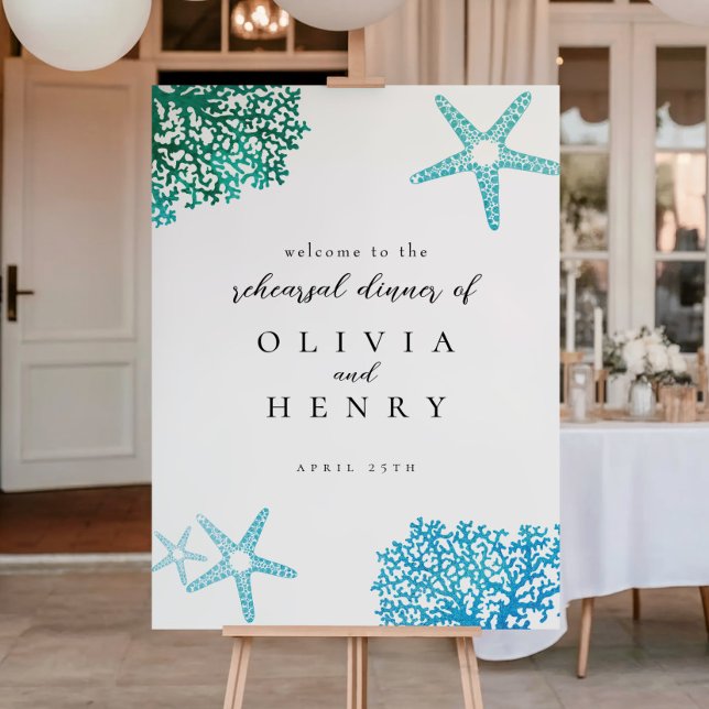 Beach Rehearsal Dinner Starfish Welcome Sign (Creator Uploaded)