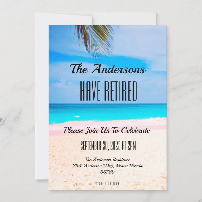 Beach Retirement Event Party Couple's Celebration  Invitation (Front)