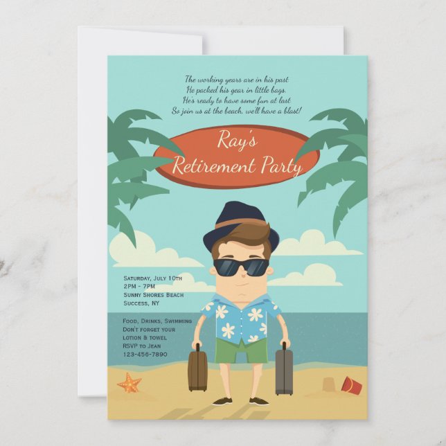 Beach Retirement Party Invitation (Front)
