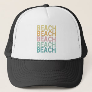 Beach Retro Lettering Vintage Holiday Summer Trucker Hat