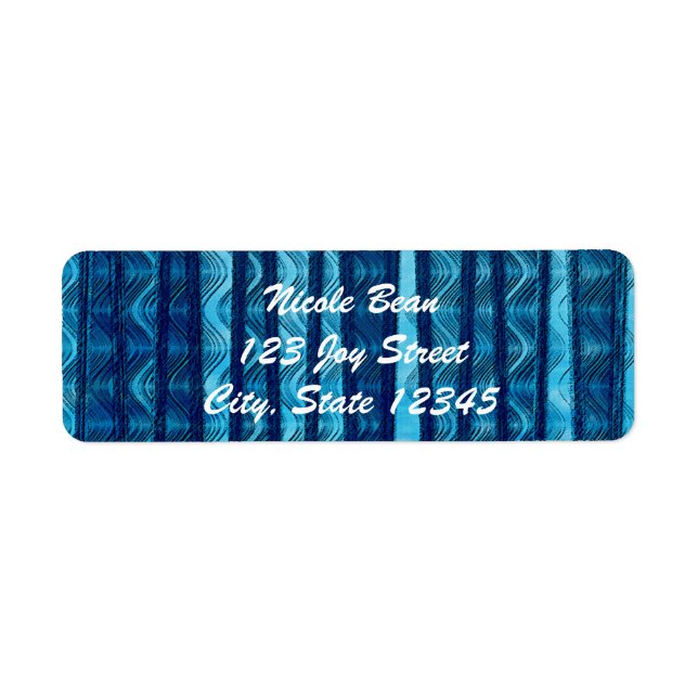 Beach Retro Waves Blue Vintage Address Labels (Front)