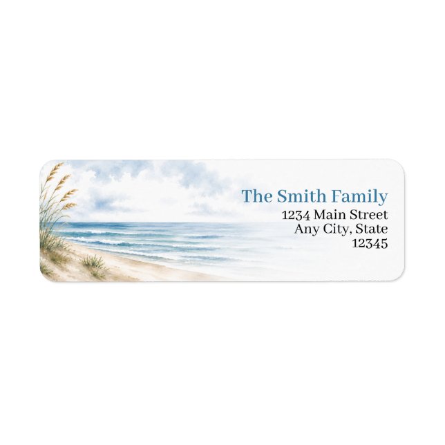 Beach Return Address Labels Coastal Ocean (Front)