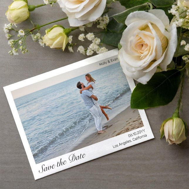 Beach Romance Border Photo Wedding Save the Date Invitation (Creator Uploaded)