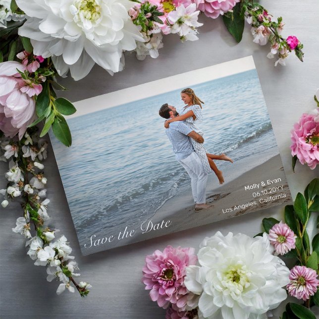 Beach Romance Photo Wedding Save the Date Postcard (Creator Uploaded)
