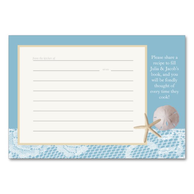 Beach Romance Recipe Card Blue (Front)