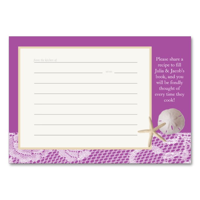 Beach Romance Recipe Card Purple (Front)