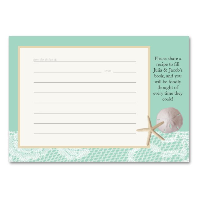 Beach Romance Recipe Card Seafoam (Front)