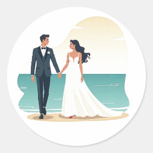 Beach Romance Wedding Sticker