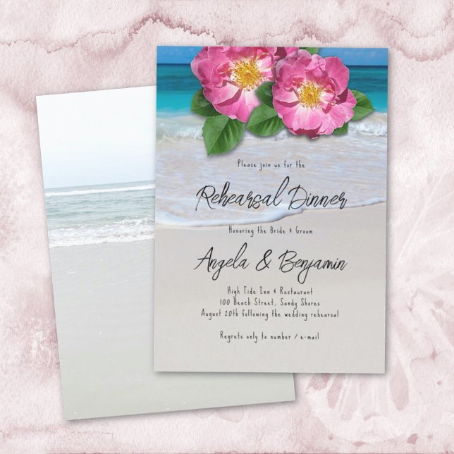 Beach Rose Tropical Seas Rehearsal Dinner Invitation (Creator Uploaded)