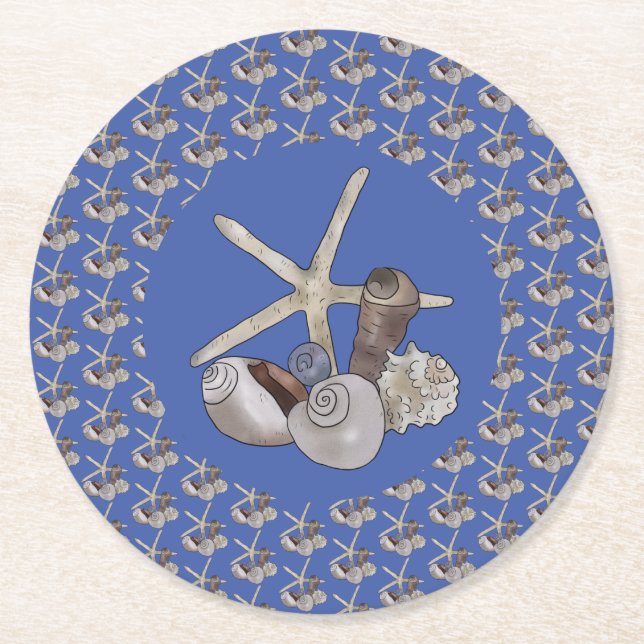 beach round paper coaster (Front)