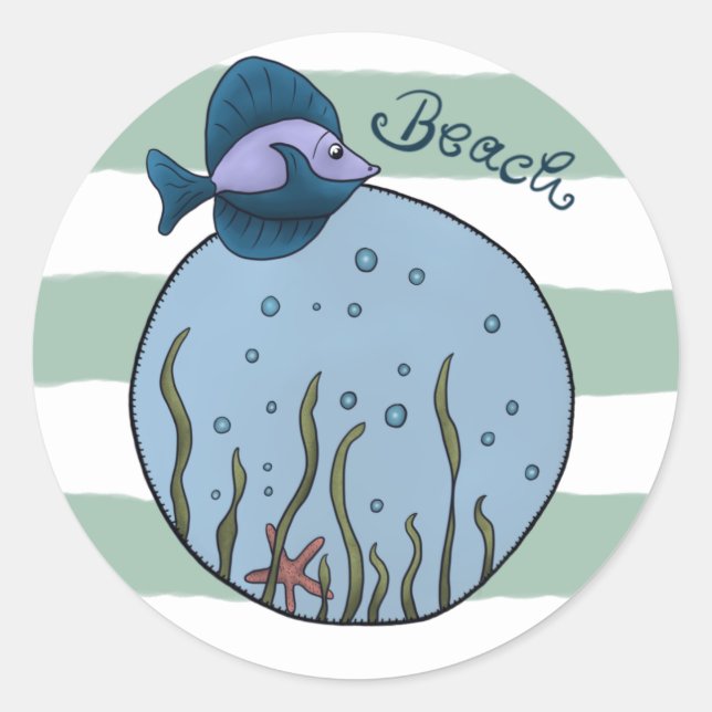 beach round sticker (Front)
