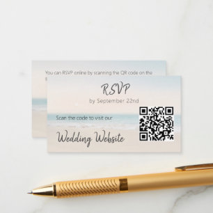Beach RSVP with Wedding Website QR Code  Enclosure