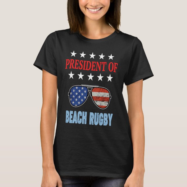 Beach Rugby Accessories  USA Flag Beach Saying T-Shirt (Front)