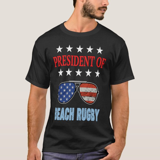 Beach Rugby Accessories  USA Flag Beach Saying T-Shirt (Front)