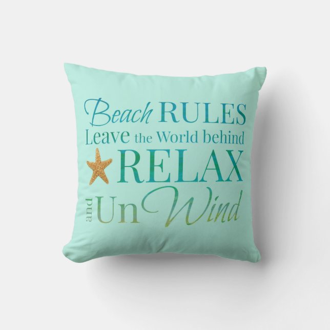 Beach Rules Typography Pillow (Front)
