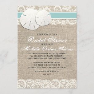 Beach Rustic Burlap Lace Bridal Shower Invitation