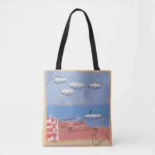 Beach, Sand and Blue Sky Contemporary Art Tote Bag