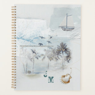 Beach Sand and Sea Collage with Initials Planner